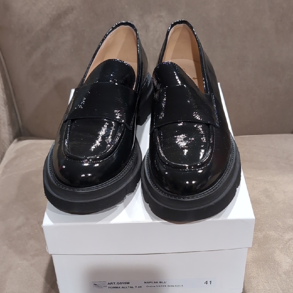 Clorinda Antinori Patent Leather Flats with Chunky Sole
